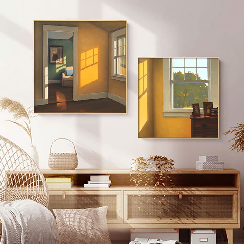 Sofa Background Decorative Painting Living Room Nordic Ins Indoor Sunlight Window Painting Retro Niche Art Hanging Painting