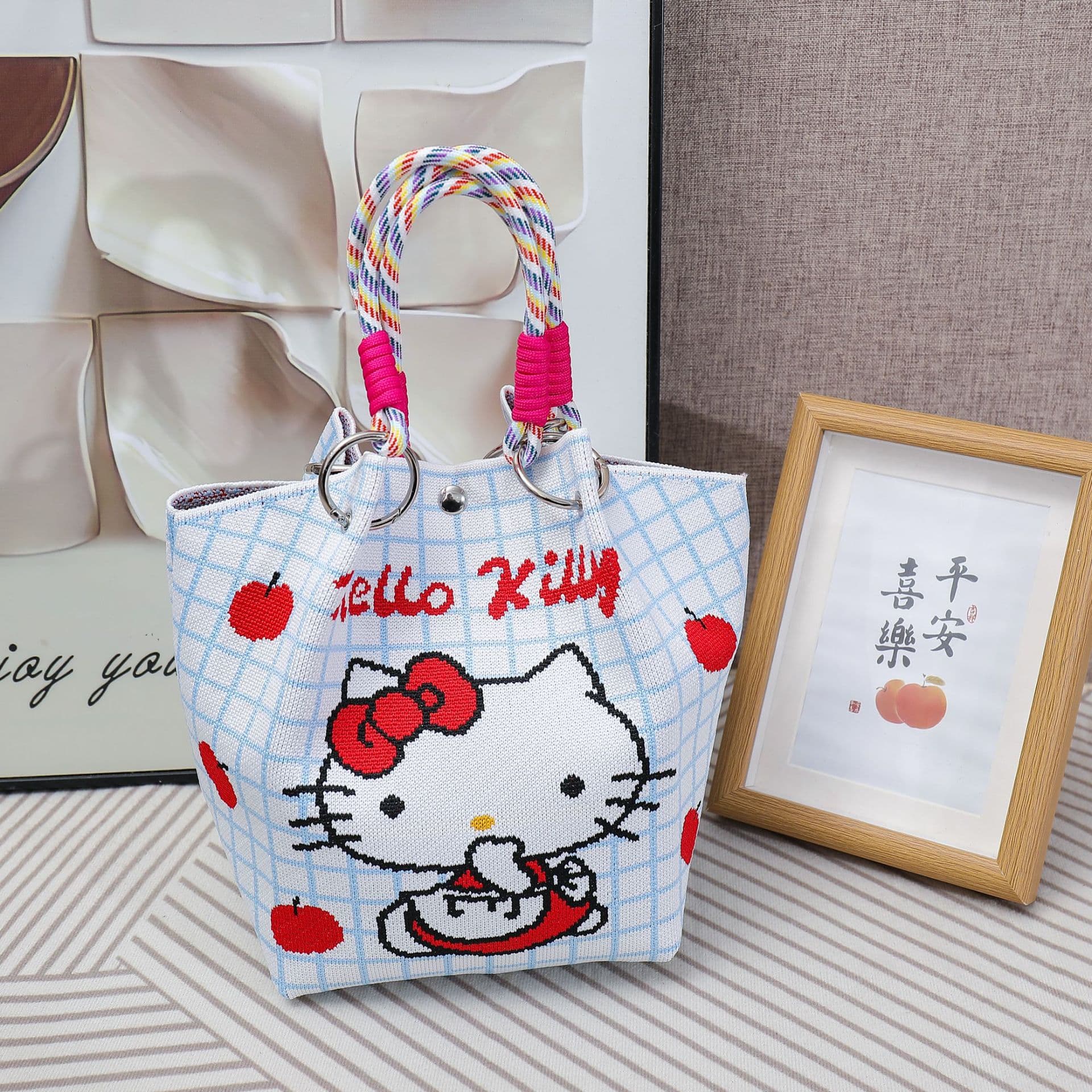 New Cross-Border Knitted Bag Women's Cartoon Style Handbag Cute Gift Snack Bag Practical Versatile Bucket Bag for Women