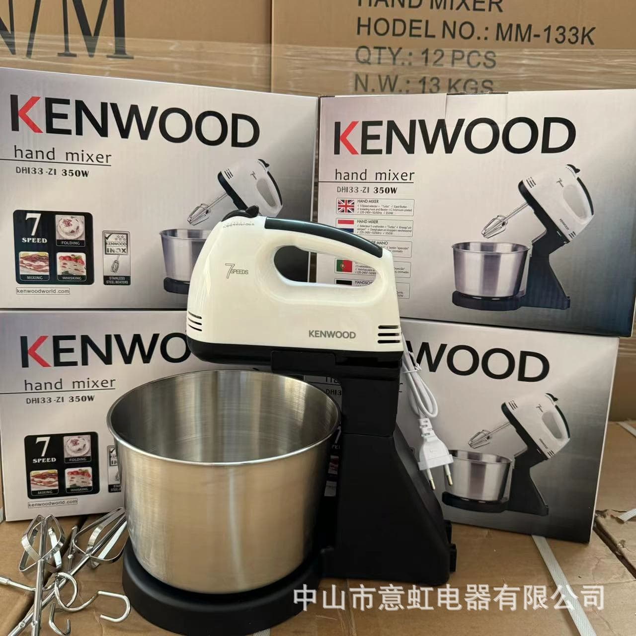 Home Electric Stand Mixer with Stainless Steel Bowl, Egg Beater for Cream, Baking, Cake and Dough