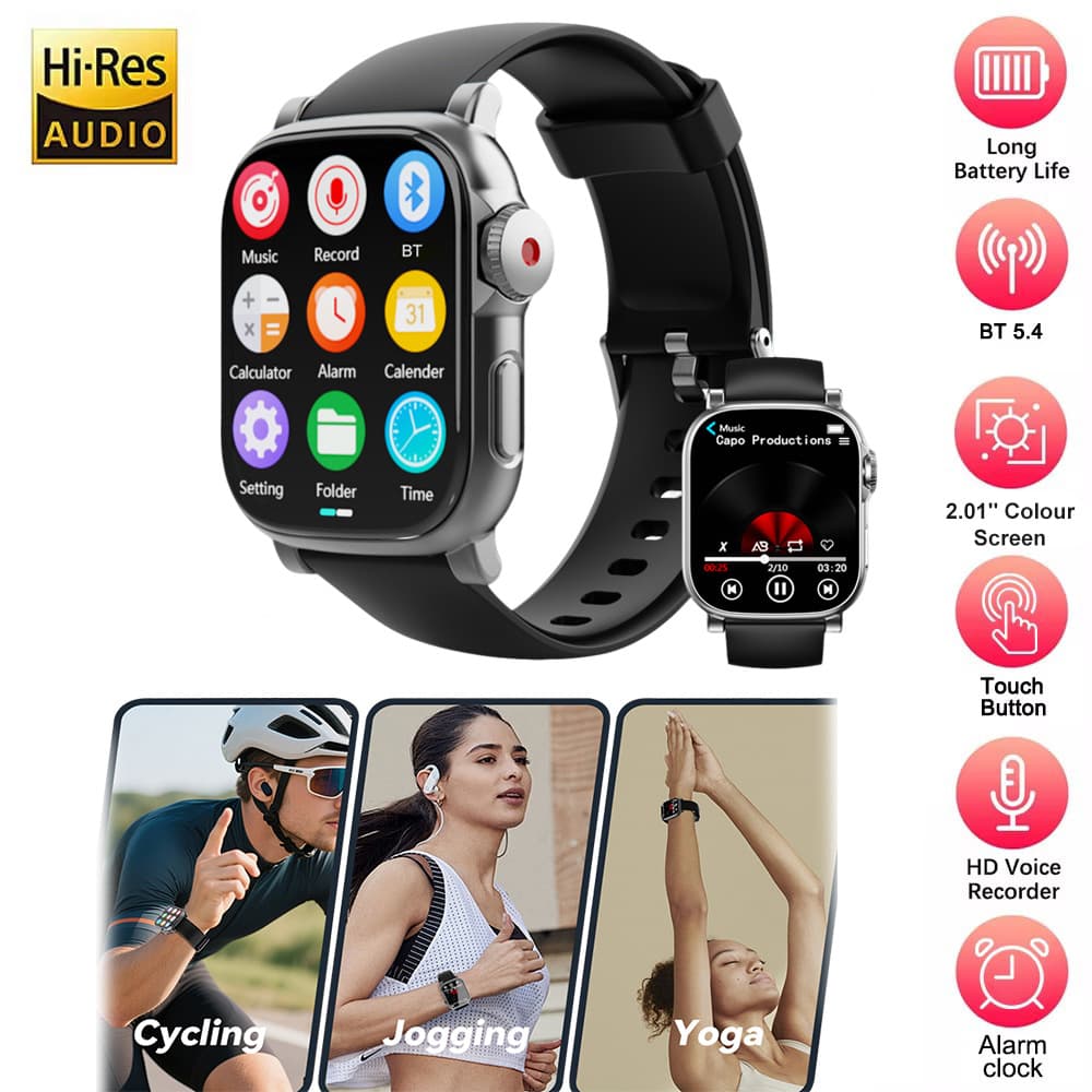 [Foreign Trade Version] 2025 Source Factory Wholesale Watch MP3/MP4 Light Sports Watch Bluetooth MP3 External Speaker