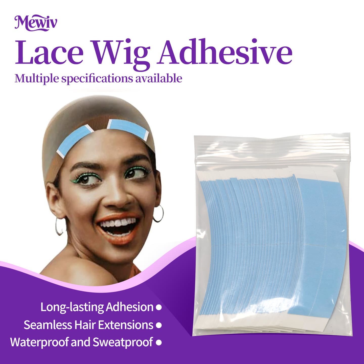 Mewiv Wig Tape Waterproof Strong Adhesive Invisible Lace Glue