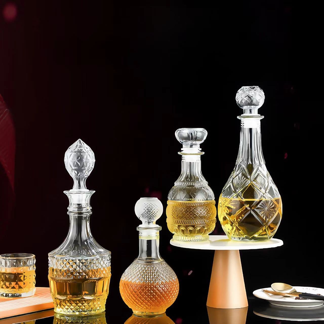 Glass decorative wine bottle transparent xo red wine empty bottle whiskey wine dispensing bottle 1000ml wholesale