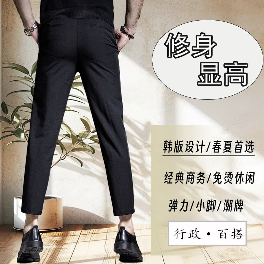 2026 Summer Men's Casual Blazer Slim Fit Trousers Wrinkle-Free Casual Suit Pants
