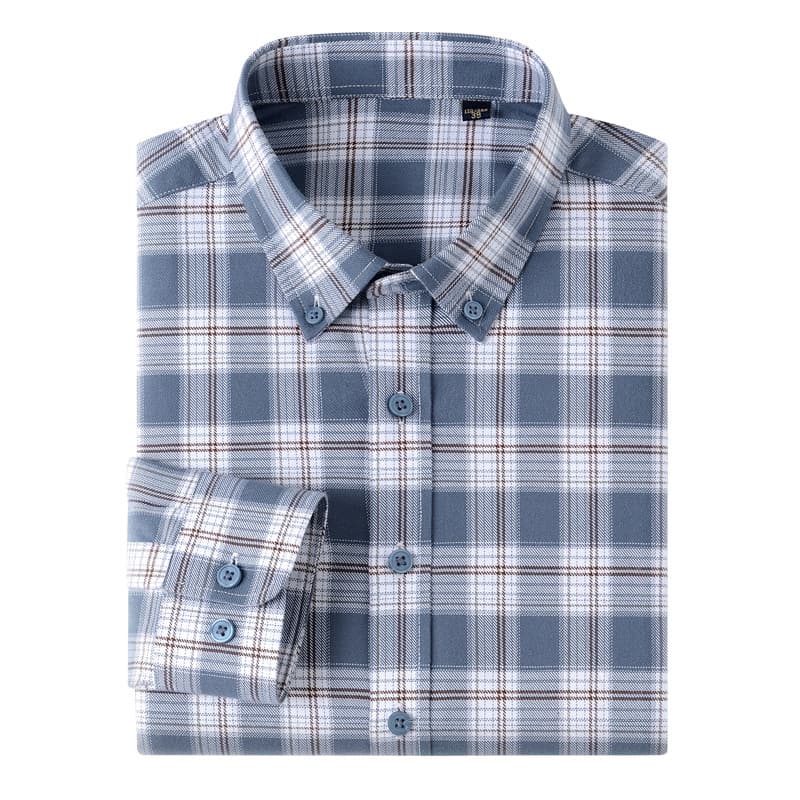 2026 2025 New Autumn Double-Sided Brushed Pure Cotton Shirt Men's Plaid Long Sleeve Casual Business Shirt Men's Clothing