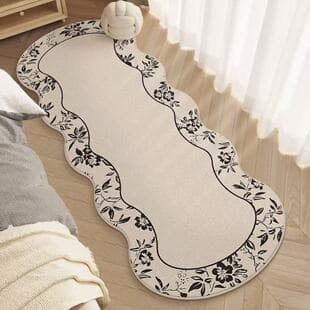 American Style Small Wave Three-Proof Loop Pile Carpet, Bedroom Easy-Clean Decorative Bedside Rug, Non-Slip Durable Long Strip Coffee Table Rug