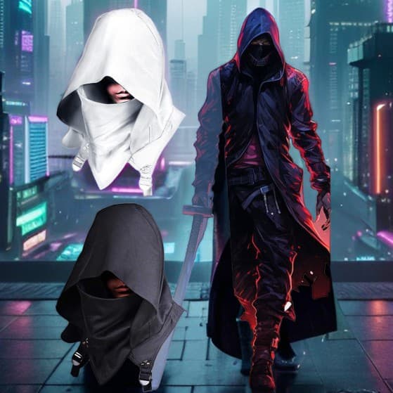 Halloween Cosplay Cyberpunk Hooded Cloak Medieval Role-Playing Game Accessories Matching Costume