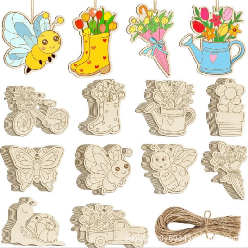 DIY handmade crafts decorative blank wooden puzzles toy set suitable for children's assembled painting