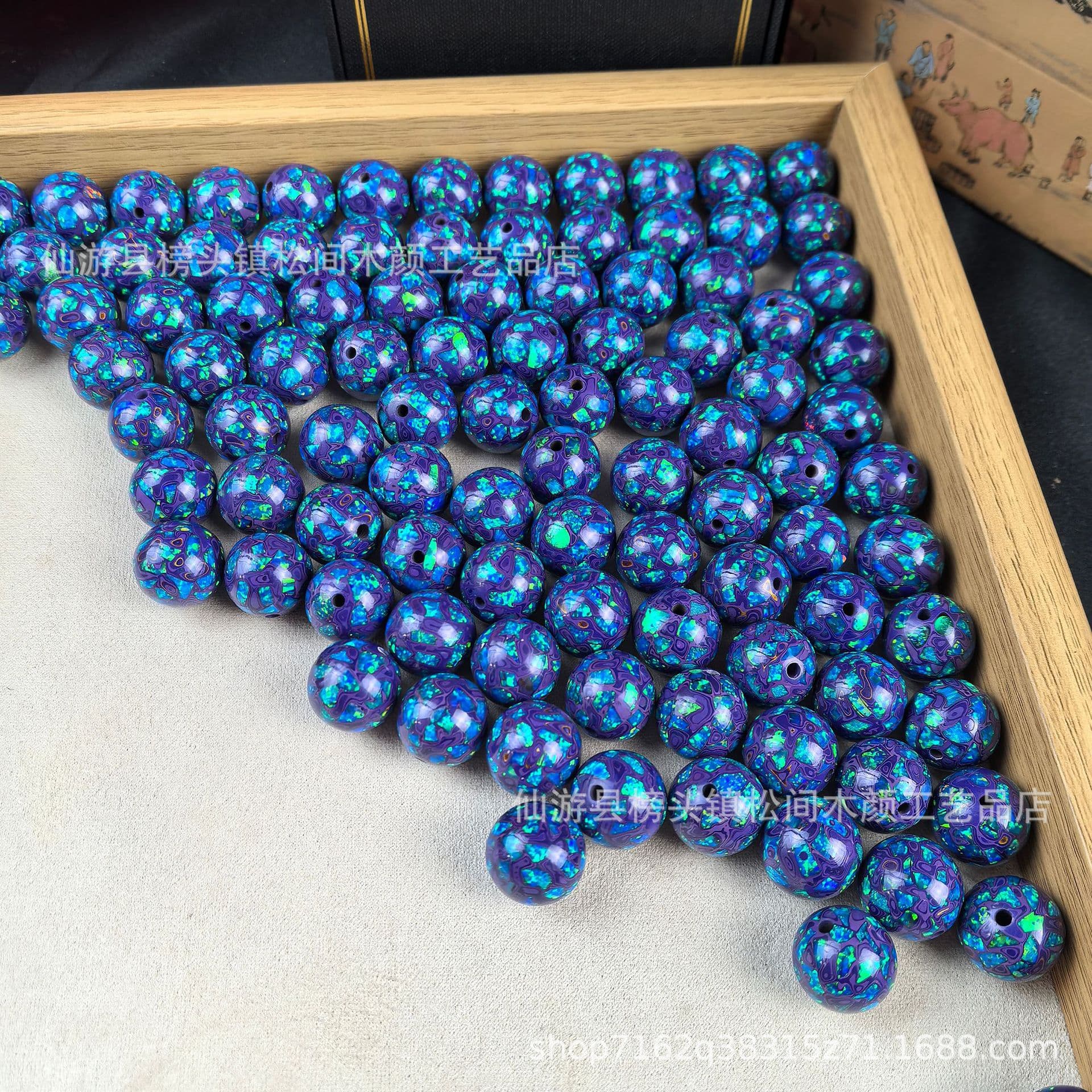 Drop Shipping Non-Heritage Lacquer Bead Bracelet Loose Beads Inlaid Mother-of-Pearl Beads Opal Handmade Floating Lacquer Craft Wholesale
