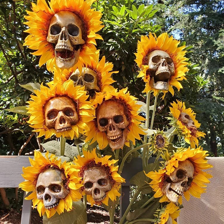 Cross-border new product 2026 Halloween Skull Sunflower Halloween Skull Sunflower Decoration