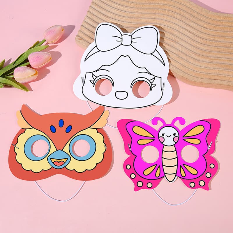 Blank Masks Animal Cartoon Children's Coloring Painting Kindergarten Paper Doodle Handmade DIY Art Materials