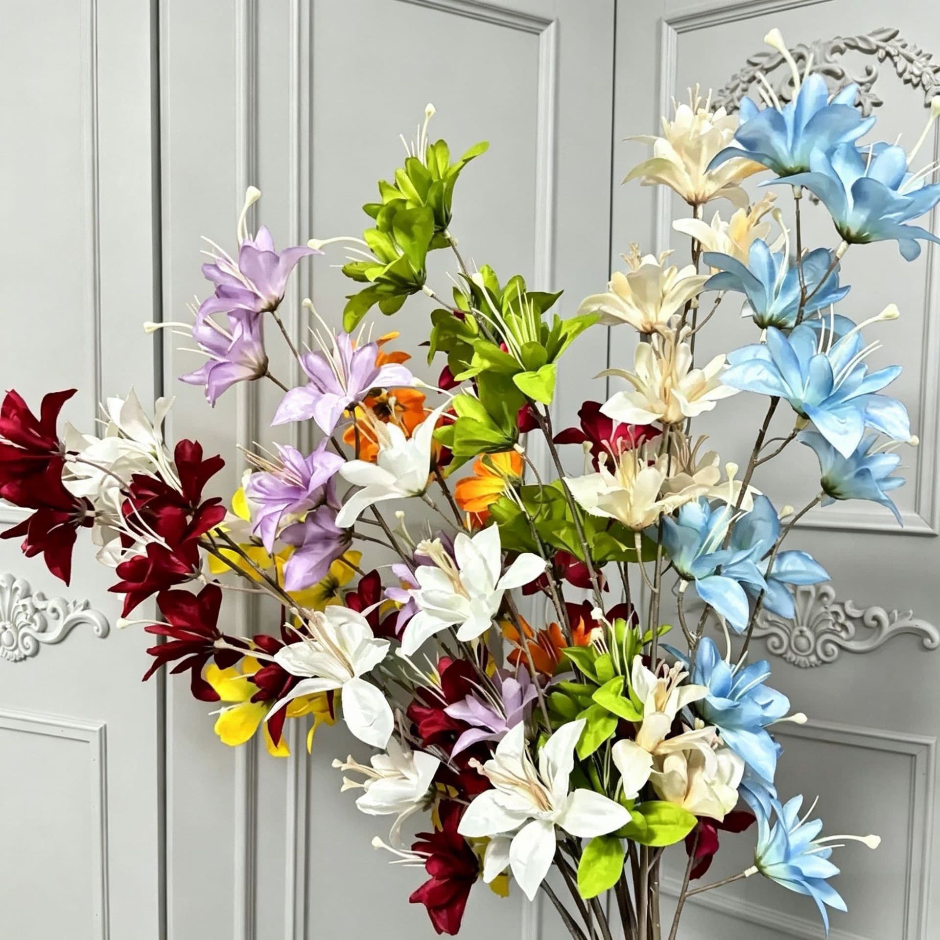 2-Branch Artificial Rain Lily Flowers for Wedding Decor, Floor Arrangements, Window Displays, Floral Art, Fake Flowers