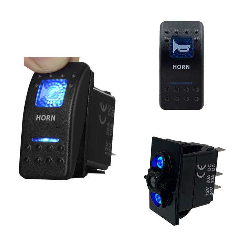 Car yacht switch 5P (ON) OFF rocker self-reset horn blue light switch Horn boat type RV accessories