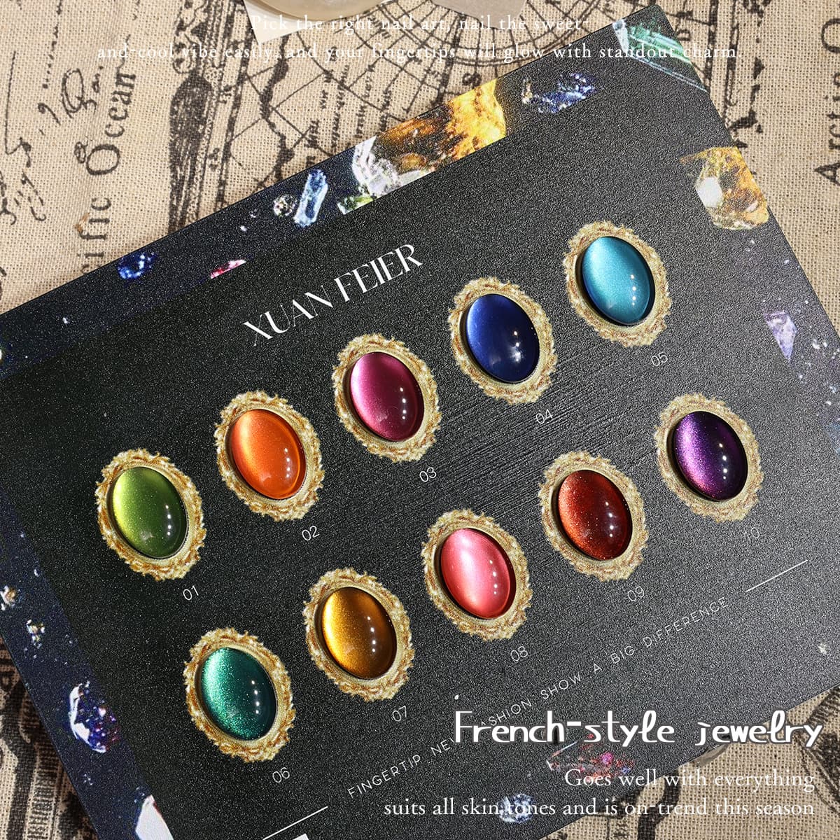 10-Color French Jewel Cat Eye Gel Polish New Autumn Winter Nail Gel Small Set Glass Bead Gel