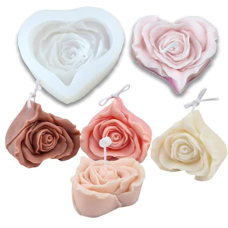 Love Rose Silicone Mold DIY Scented Candle 3D Flower Soap Mold Cake Baking Handmade