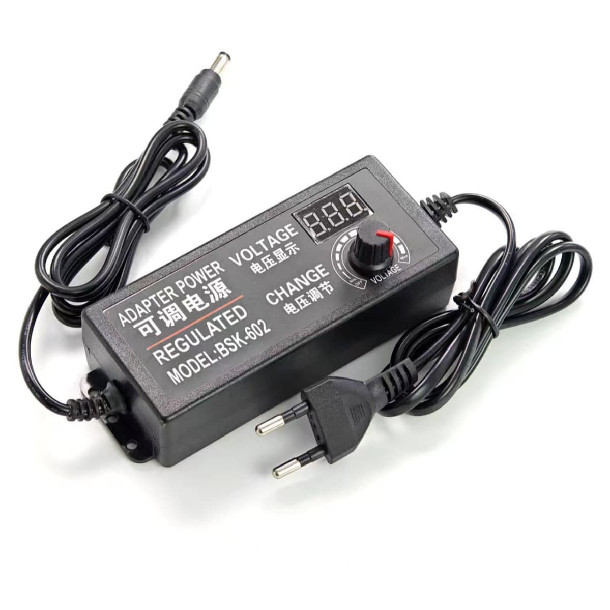 3-12V 5A Adjustable Power Supply, Adjustable Voltage Power Adapter with Display, Stepless Speed Control, 60W
