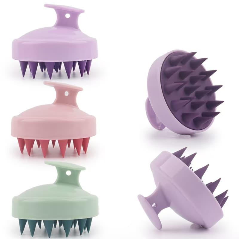 In Stock Silicone Shampoo Brush Scalp Cleansing Massage Hair Comb Deep Scalp Scrubbing Shampoo Anti-Itch Tool Wet and Dry Use