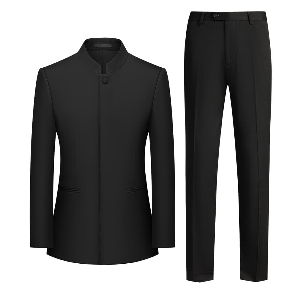 New Men's Suit Set, Chinese-Style Wedding Casual Host Suit, New Chinese-Style Slim-Fit Two-Piece Suit
