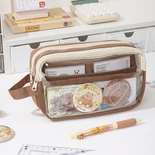 Transparent Pencil Case for Middle and Elementary School Students, Simple High-Aesthetic Ins Large Capacity Japanese Style Pencil Pouch for Girls