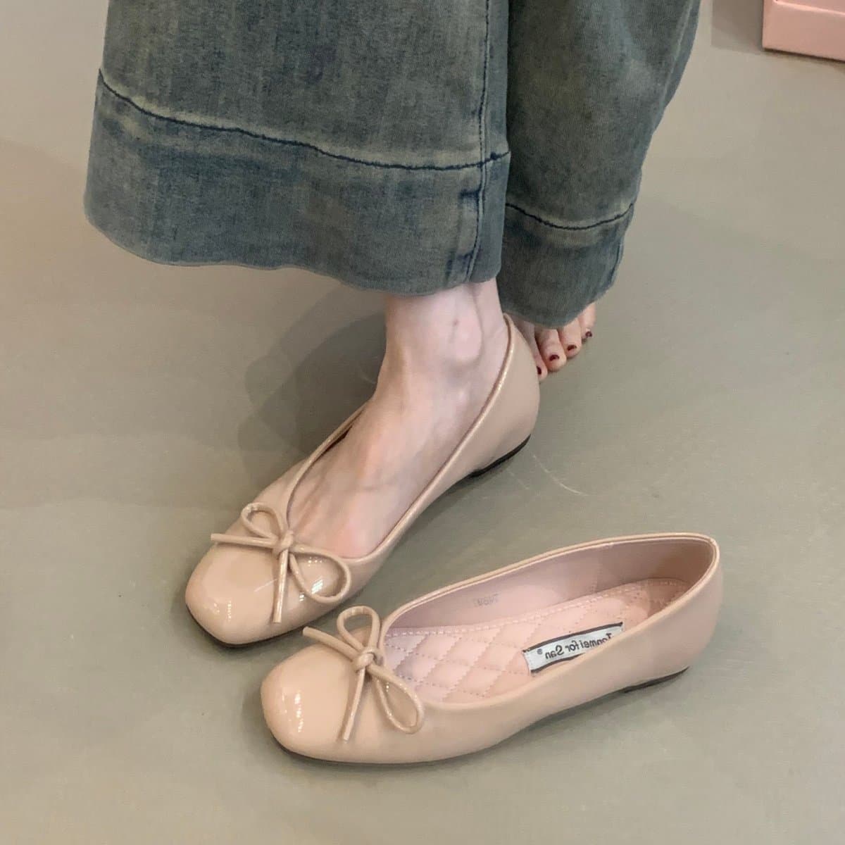 First encounter season nude pink ballet shoes 2026 new French style sweet and gentle fairy bow with beautiful