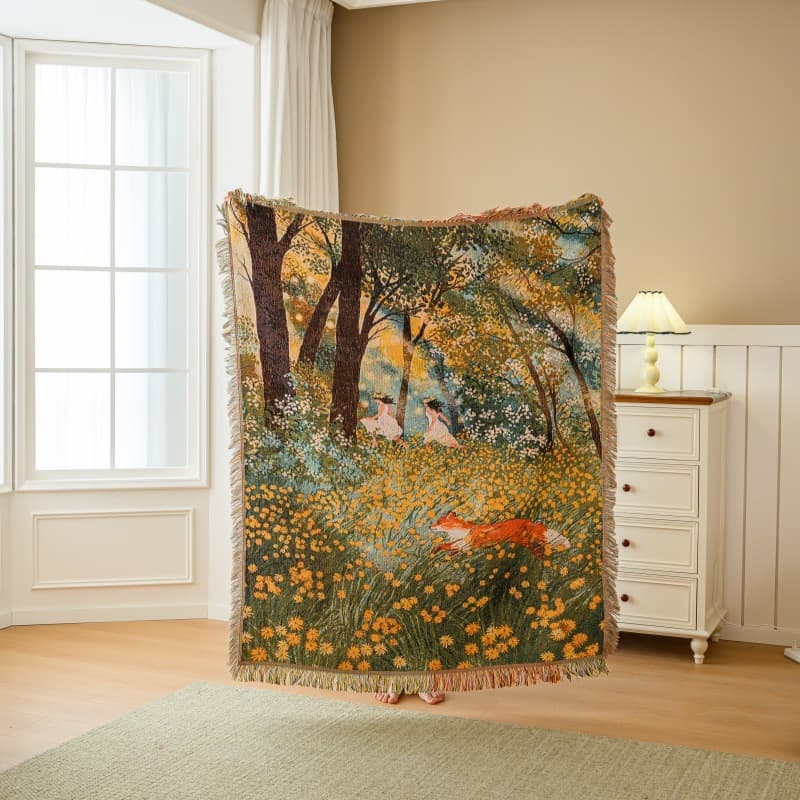 Sofa Cover Tapestry Healing Art Decorative Blanket Knitted Yarn Blanket Cartoon Knitted Throw Blanket Thick Air Conditioning Blanket
