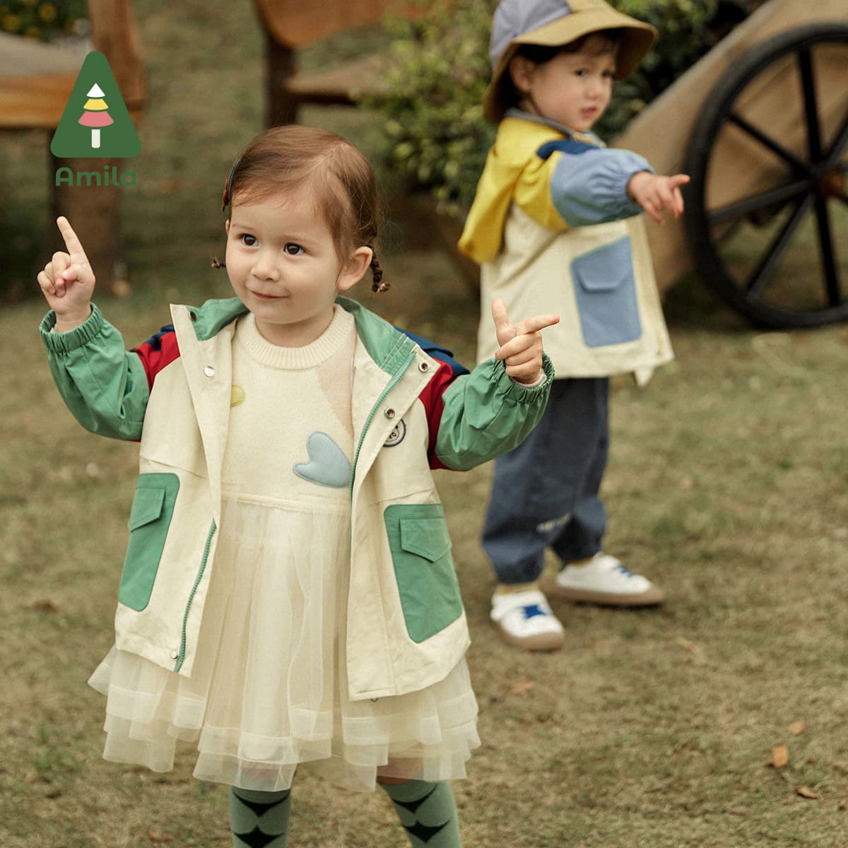 Tongbei 2025 Autumn Color-Block Hooded Windbreaker and Casual Jacket for Boys and Girls