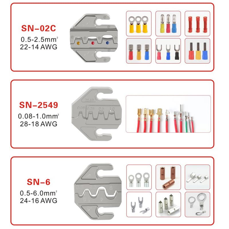 Cross-border hot sale wire crimping pliers SN-58B/2549/2546B 4mm slot jaw crimping tool set