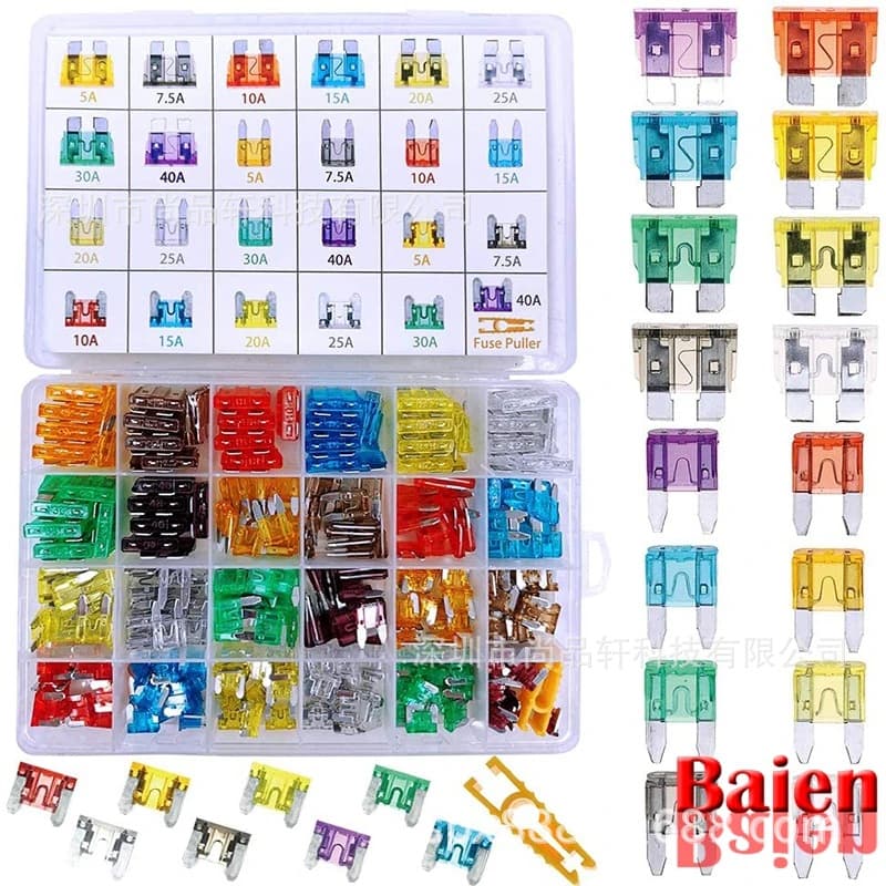 272PCS Car Fuse Box Set Mini Fuses Medium Fuse Blades Mini Zinc Fuse Blade Combination