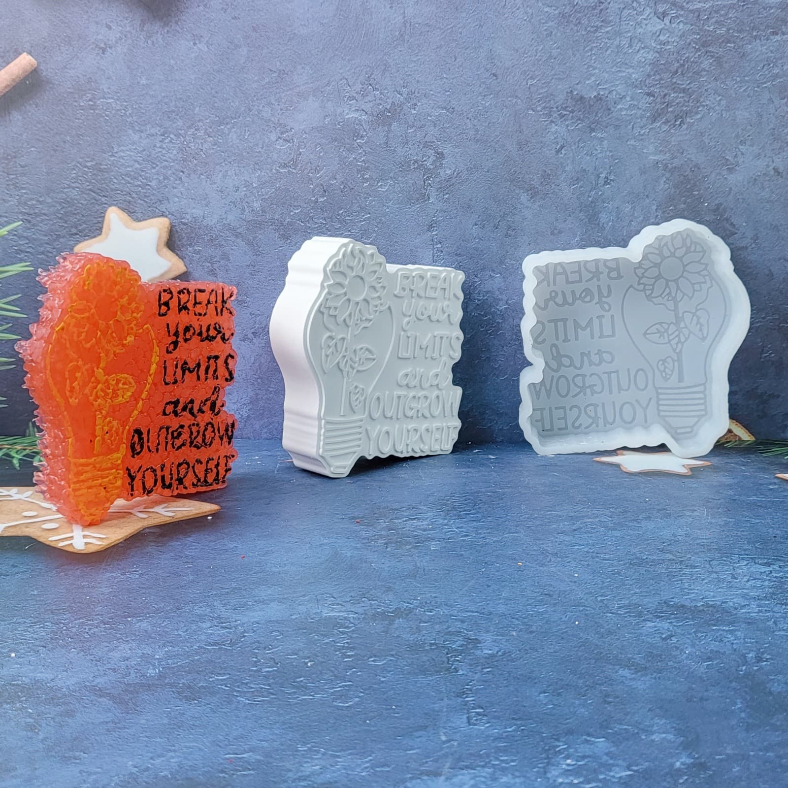 Z0118 Break through the limits and surpass yourself Aromatherapy mold decoration cement plaster mold DIY silicone mold