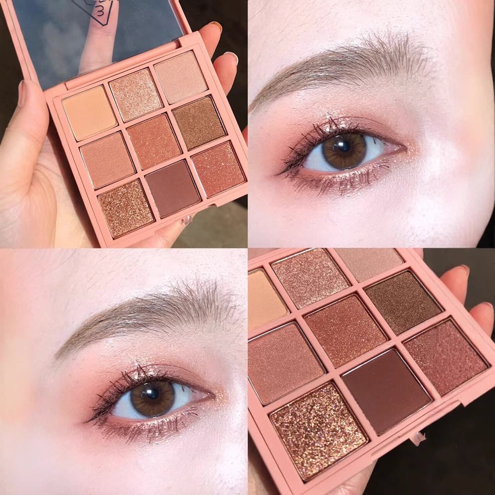Viral Nine-Color Eyeshadow Palette with Earthy Glitter, Pearl, Waterproof Unicorn Disco Glitter, Ins Super Hot Long-Lasting