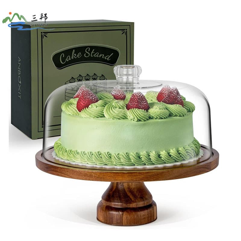 Wooden Cake Tray Afternoon Tea Display Stand Solid Wood Fruit Dessert Bread Pedestal Plate