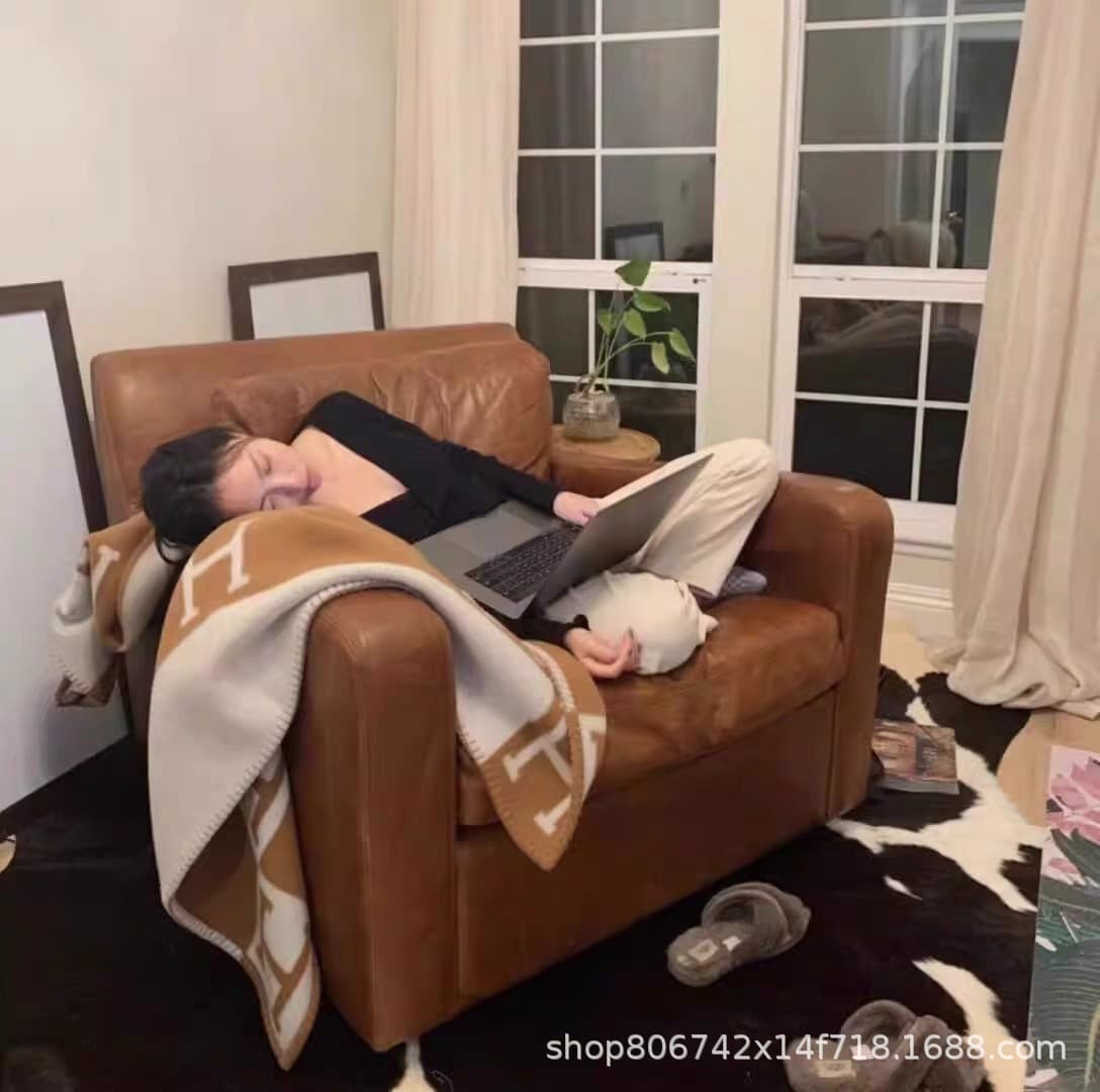 H-letter lightweight luxury heavyweight wool cashmere blanket shawl sofa throw home living room