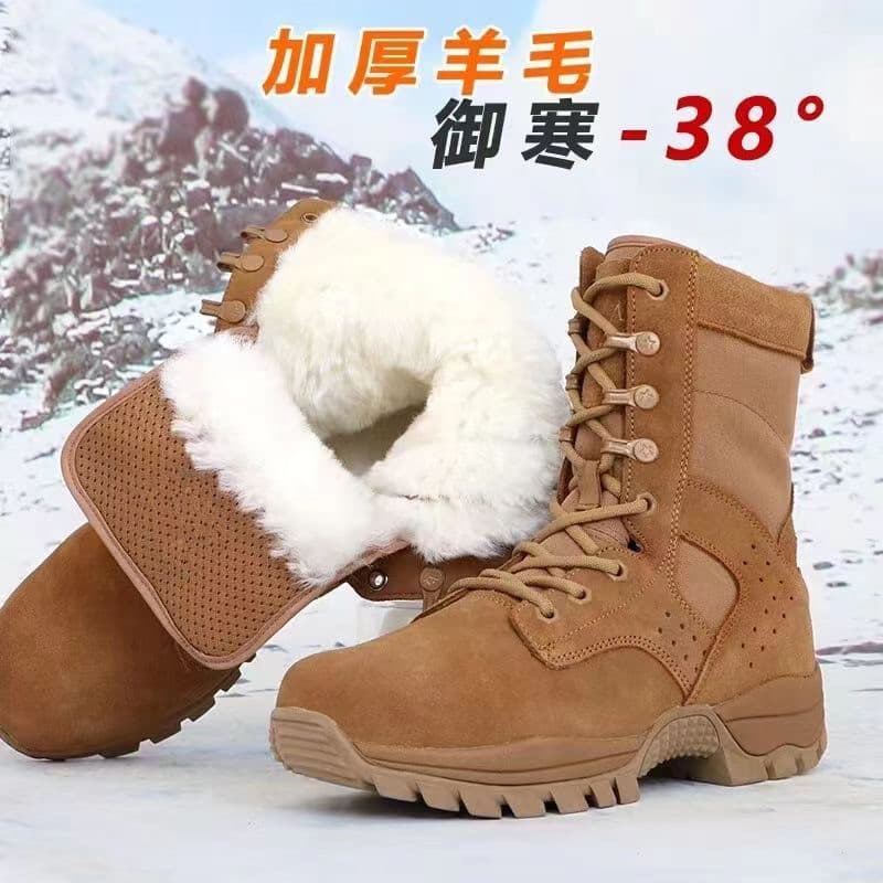 New Brown Hiking Boots Men Winter Outdoor Snow Boots Zipper Martin Boots Cold-Proof Cotton Shoes Warm Boots Training Boots