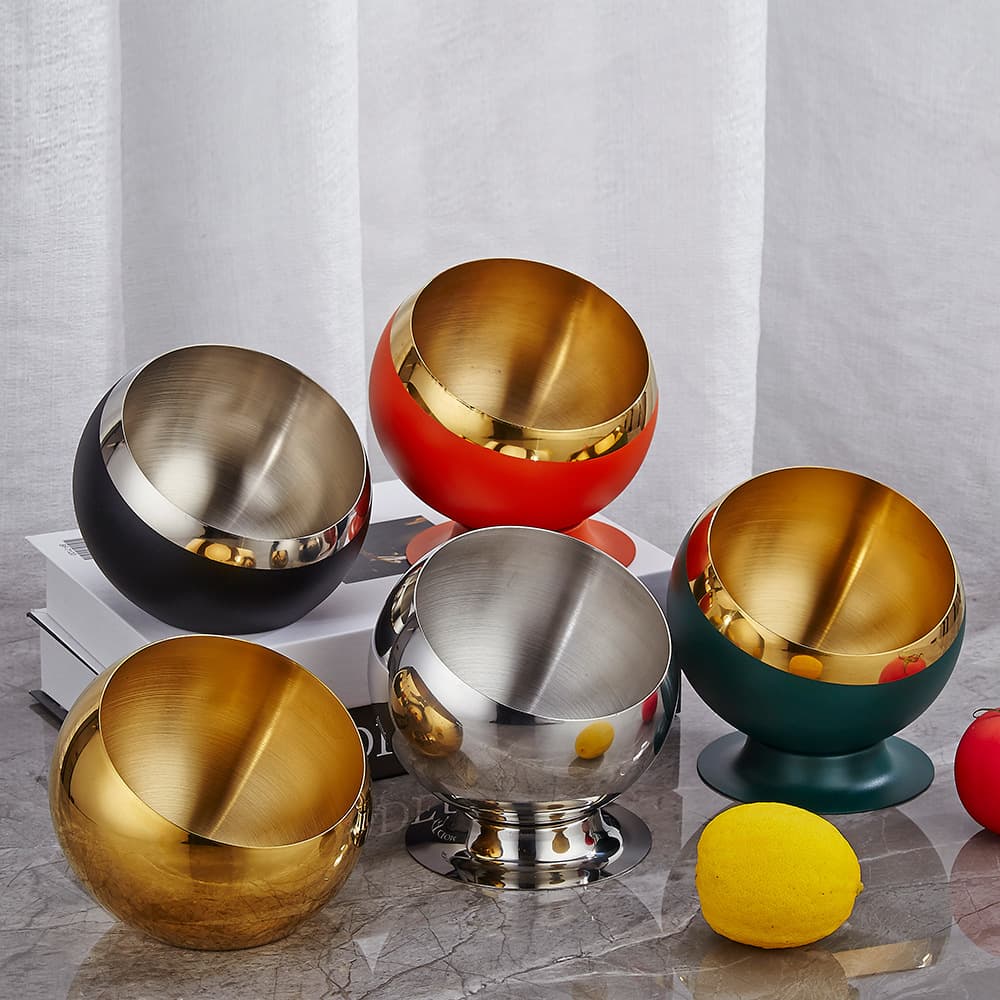 Commercial Slanted Sauce Bowls, Stainless Steel Buffet Malatang Hot Pot Shop Spherical Condiment Dipping Containers
