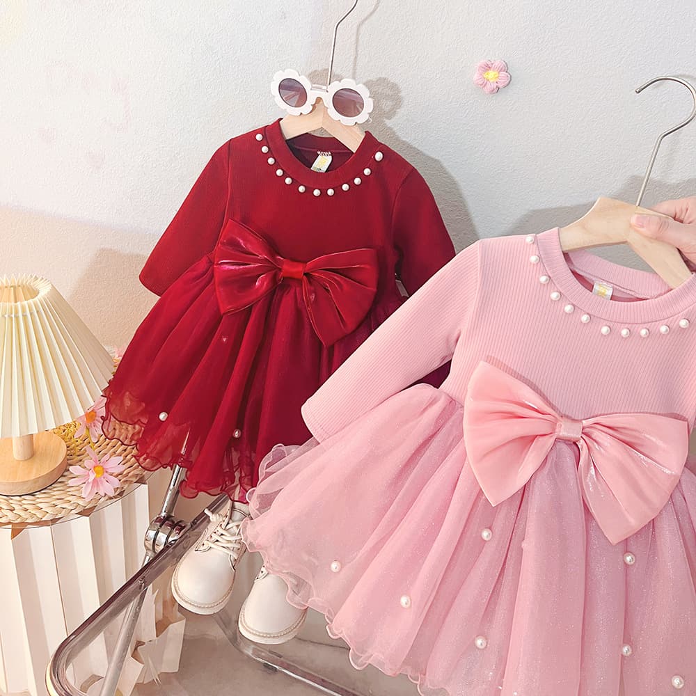Children's Spring Fashion Dress 2026 Autumn Style Baby Girl Princess Birthday Tulle Gown for Kids