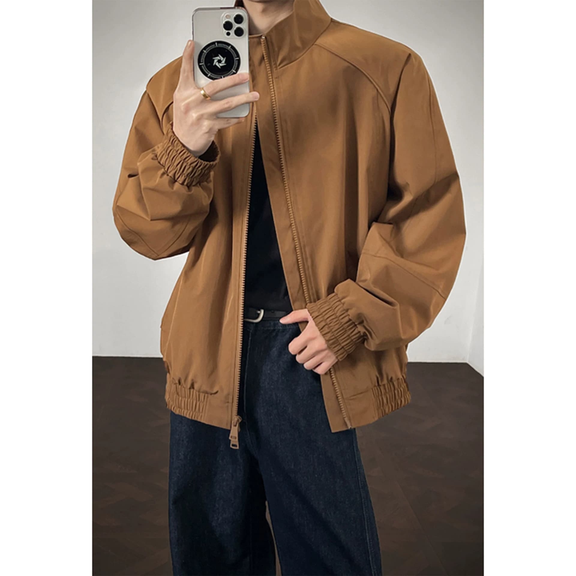 Maillard Vintage Jacket Men's Streetwear Solid Color Minimalist Casual Outerwear New Loose Versatile Top