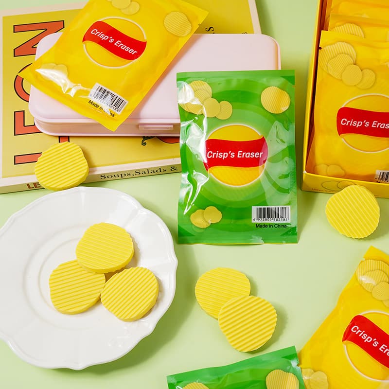 New Creative Bagged Potato Chip Shaped Eraser, Clean and Chip-Free, Student Stationery, Cultural and Creative Small Gifts, Prizes, Easy to Use
