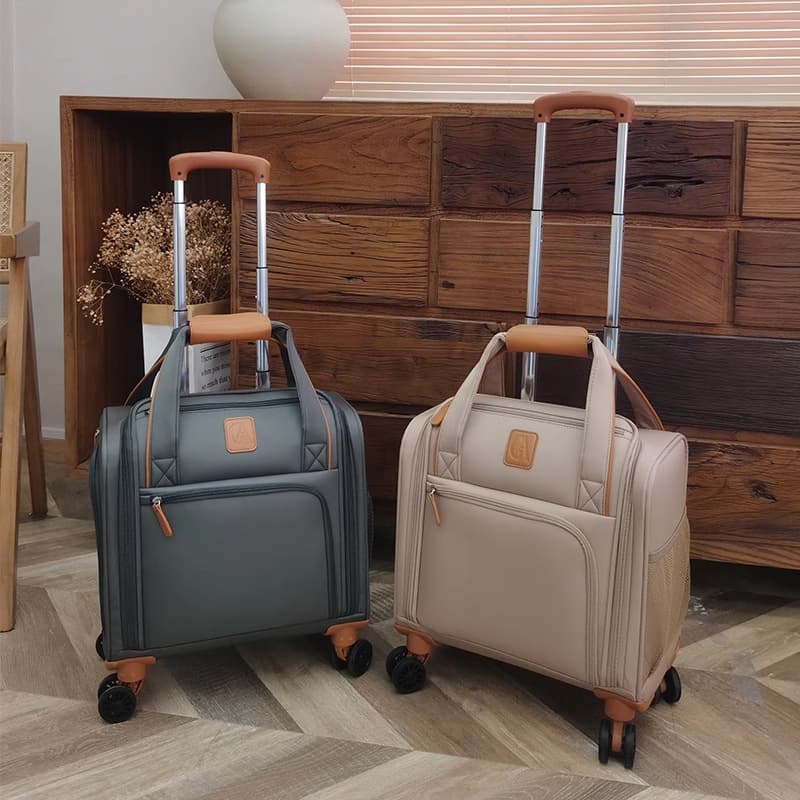 Distributed Oxford Fabric Luggage 16-inch Small Carry-on Suitcase Children's Trolley Case Black Canvas Travel Case with Combination Lock