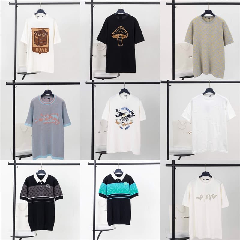 Cross-border · Correct version of Dijia Lujia short-sleeved 25 new jacquard woolen cotton knitted short-sleeved T-shirt for men and women