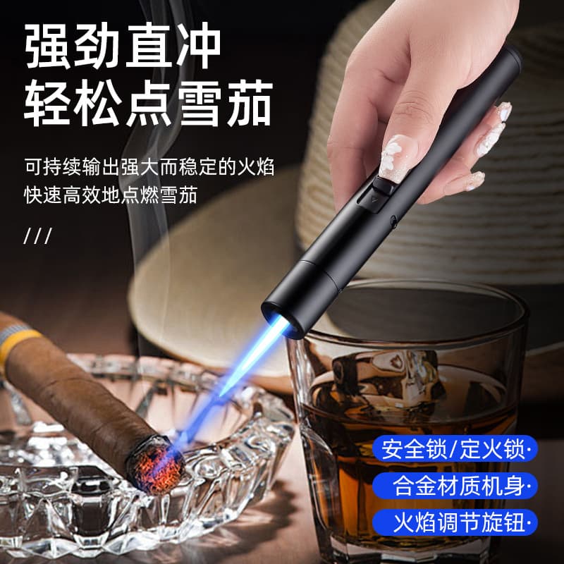 Long straight blue flame lighter moxibustion cigar special spray gun outdoor portable high-power igniter wholesale trend