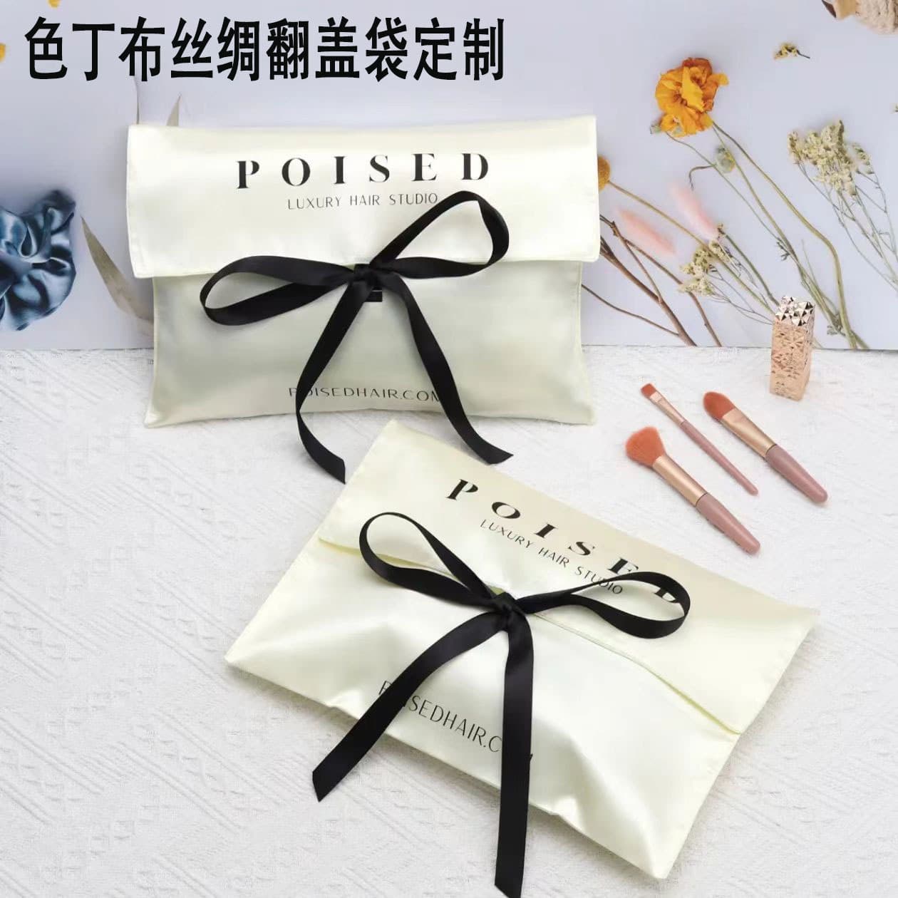 Customized imitation silk gift folding bags, scarves, underwear storage bags, cheongsam clothing satin ribbons, envelopes, and packaging bags