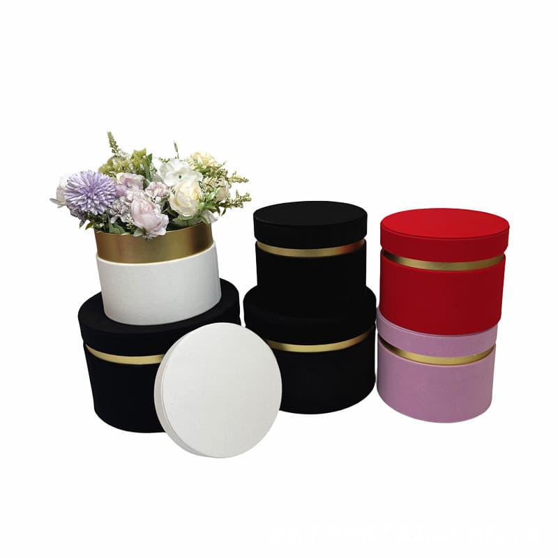 Velvet, round middle frame gold set of three, hug bucket, flower gift box, flower box, companion gift box, birthday gift