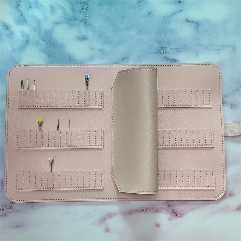 84-Hole Nail Drill Bit Storage Bag Leather Clip-On Tool Display Pouch for Nail Grinding Heads Non-Imported Quality