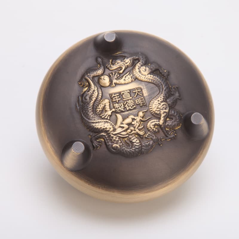 Tongpujiang copper incense burner three-legged carved dragon and phoenix household indoor sandalwood burner antique Zen incense tea ceremony incense burner