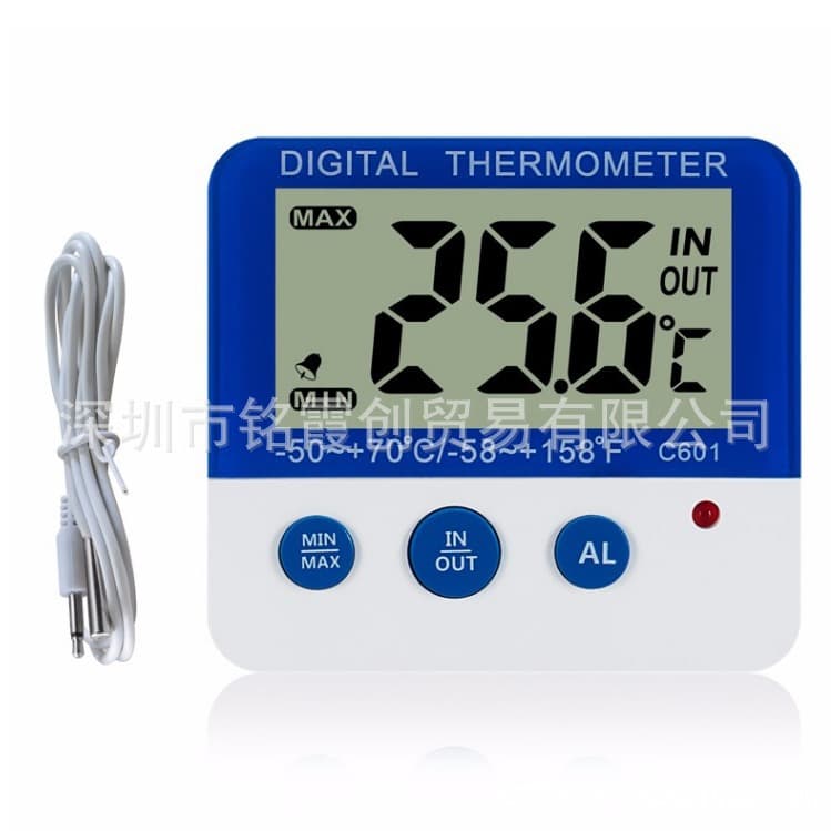 C601 Indoor Outdoor Mini Alarm Thermometer Electronic Refrigerator Temperature Gauge -50-70 Degrees