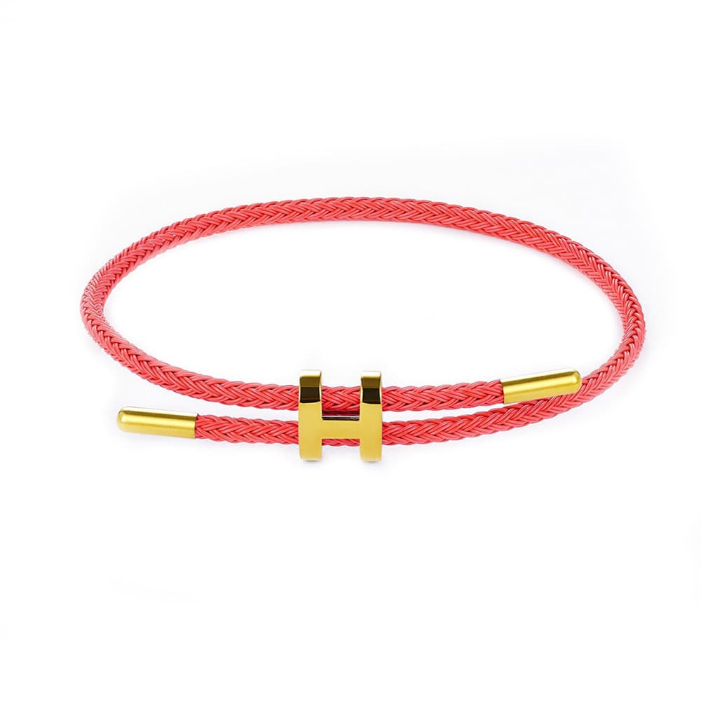 Cross-border I-beam Steel Wire Rope Bracelet, Color-Fast Stainless Steel Matching Rope H-Buckle, Adjustable Titanium Steel Waterproof and Sweat-Proof Hand Rope