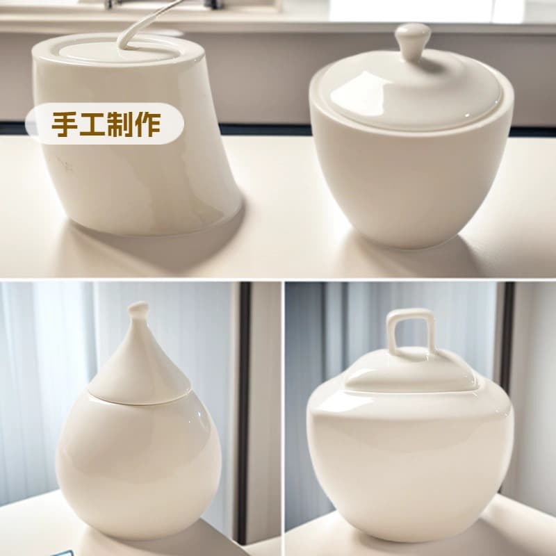 Small Portable Crackle Glaze Ceramic Coffee Sugar Jar for Home Use