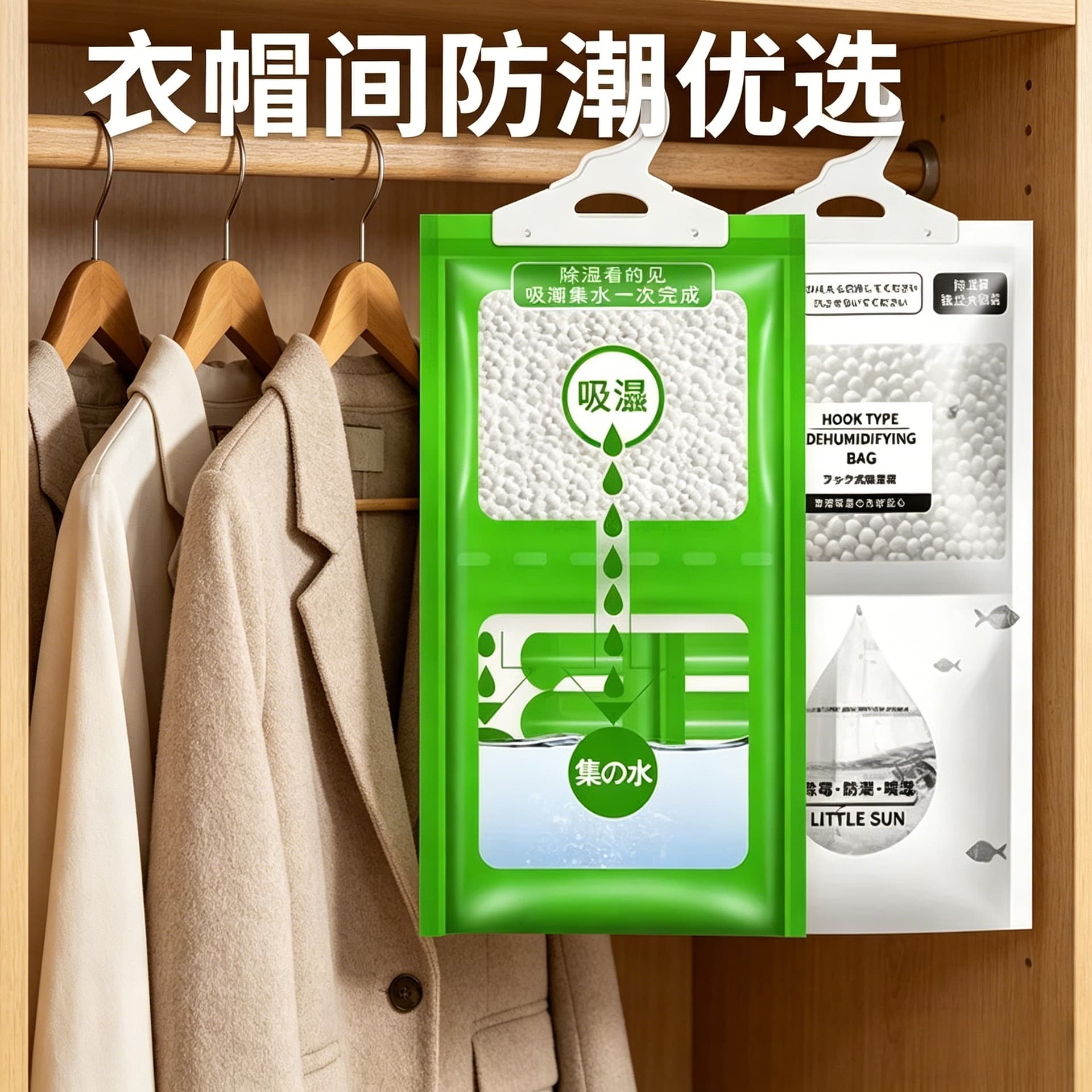 Dehumidifier Bag, Desiccant Moisture Absorber for Dormitory Students, Anti-Mold Dampness Absorbent, Hanging Wardrobe Closet Dehumidifier