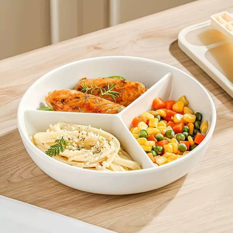 [Large 19cm Diameter] Steamer Plate, Baby Food Steamer Bowl with Dividers for One-Pot Steaming