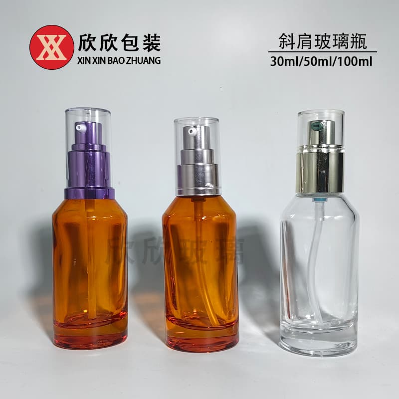 In stock glass square lotion bottles, lotion pump refill containers, 30~50ml dropper bottles, press dropper bottles