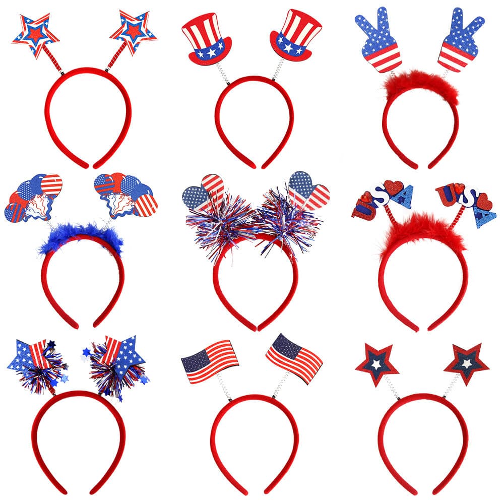 Independence Day Decorative Headband Hair Accessory for Amazon, USA National Day Party Photo Prop, American Flag Colorful Striped Headband